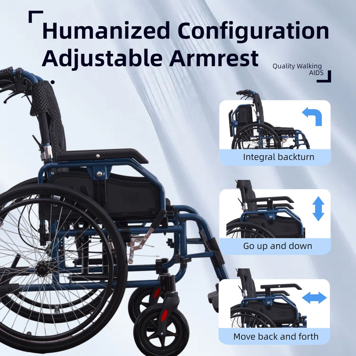 Premium Foldable Transport Wheelchair For Adults