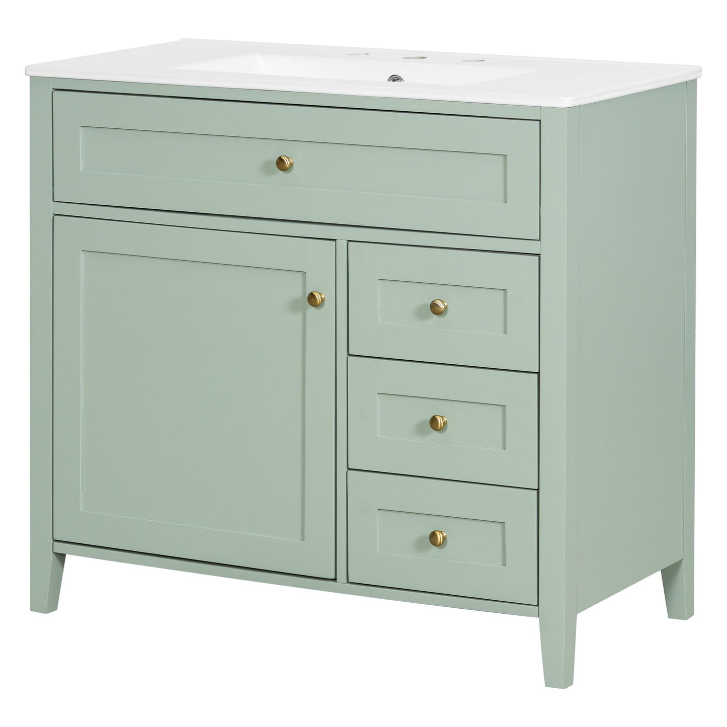 Bathroom Vanity With Sink, Cabinet With 3 Drawers And Adjustable Shelf