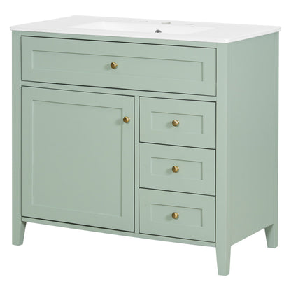 Bathroom Vanity With Sink, Cabinet With 3 Drawers And Adjustable Shelf