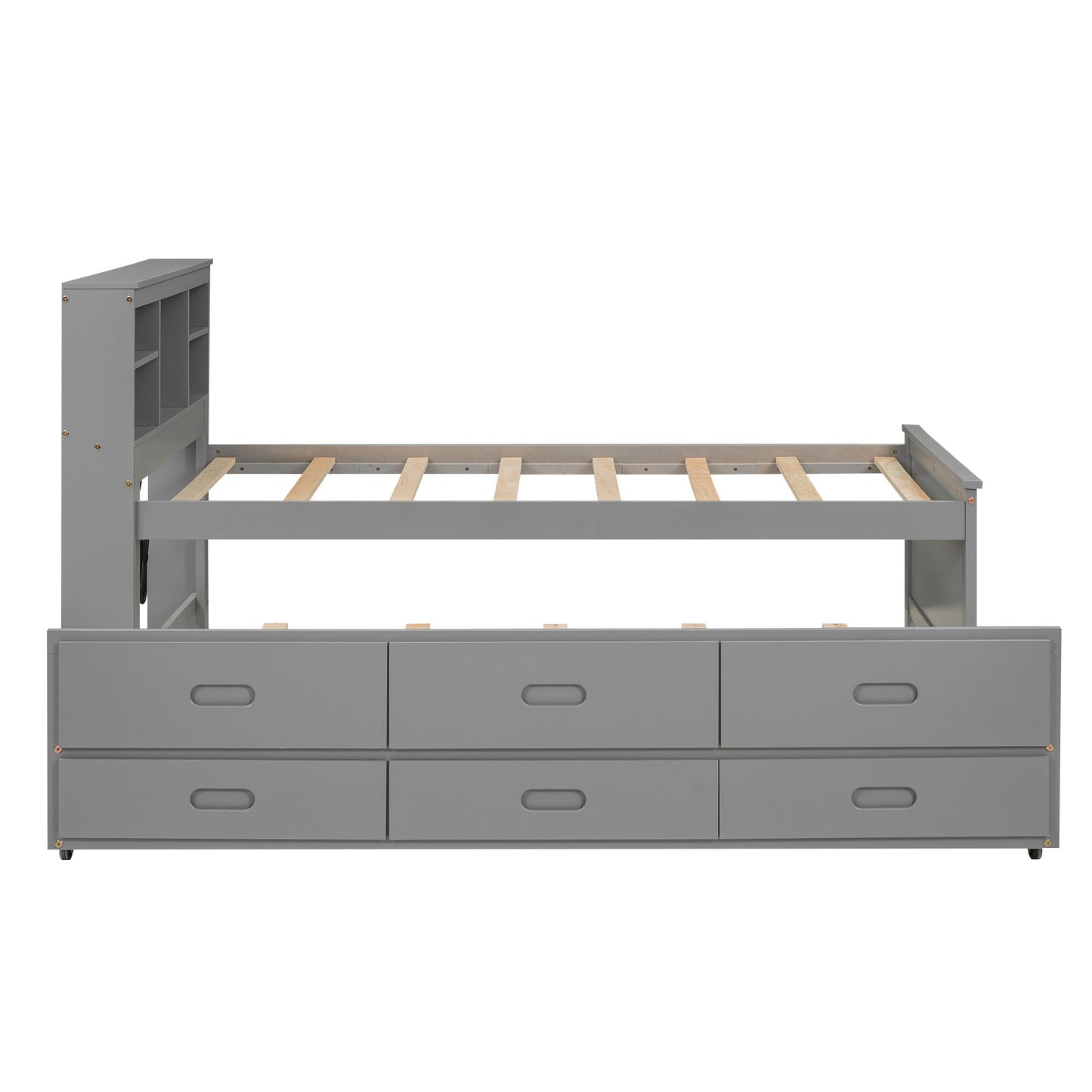 Platform Bed With Storage Headboard, USB, Trundle And 3 Drawers