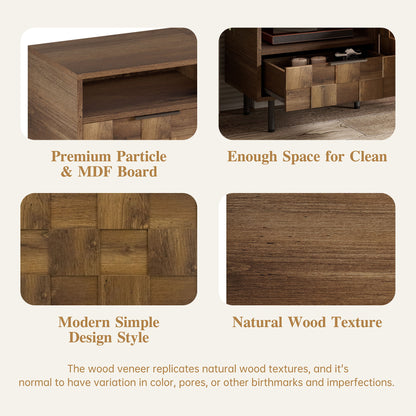 TV Stand With 2 Drawers, Media Console Table For TVs Up To 85'' - Natural