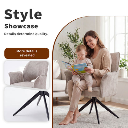 Dining Chair With Soft Cushion And 360° Rotation, Comfortable Armrest For Kitchen (Set of 2) - Gray