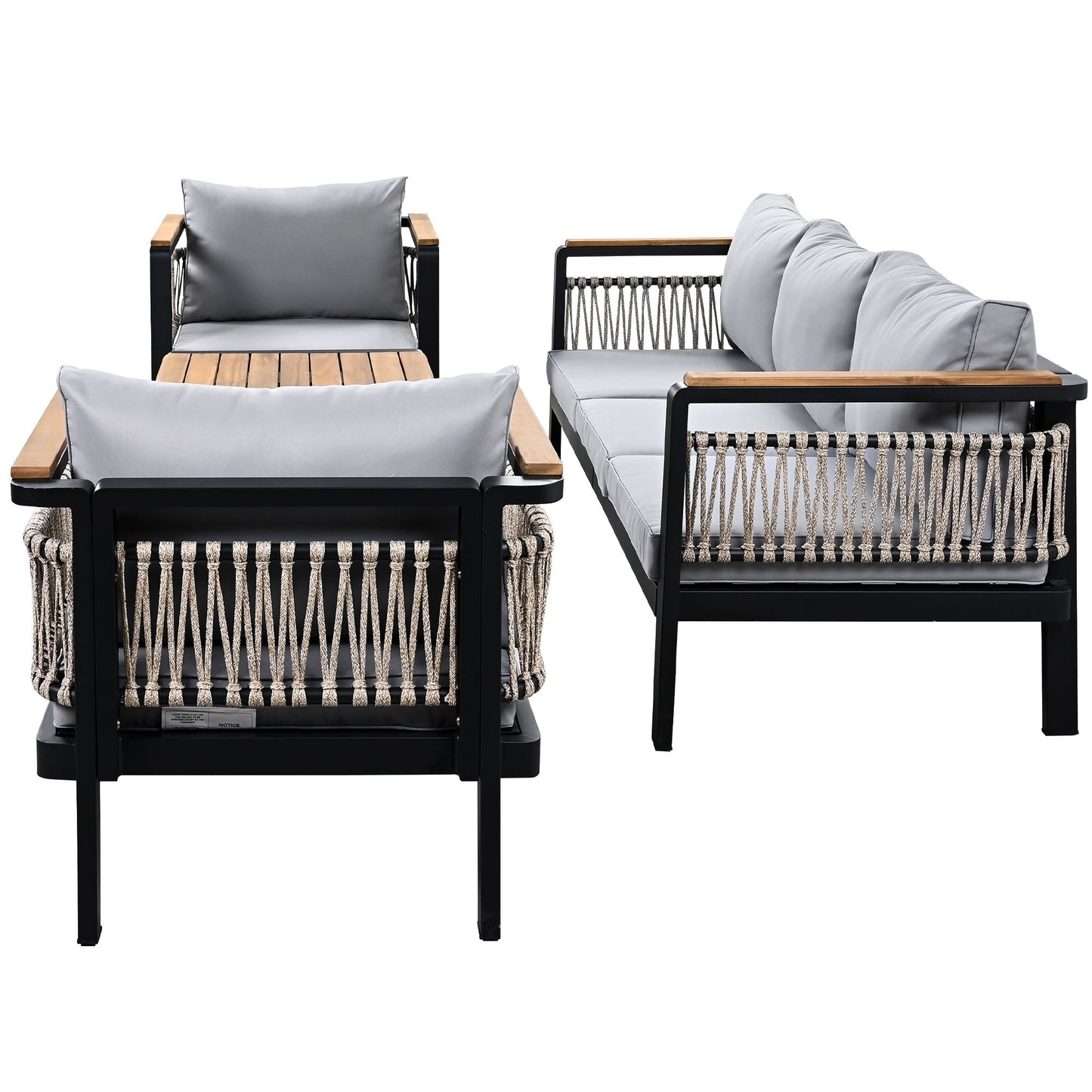 4 Pieces Outdoor Sectional Sofa Set 5 Person Patio Seating Group Outdoor Conversation Set With Cushions And A Coffee Table For Patios