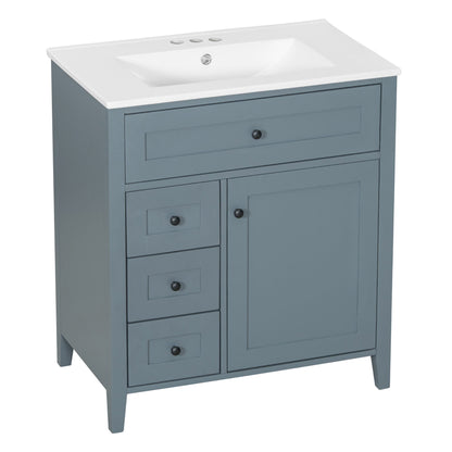 Bathroom Vanity With Sink, 3 Drawers And Adjustable Shelf, Freestanding Storage Unit