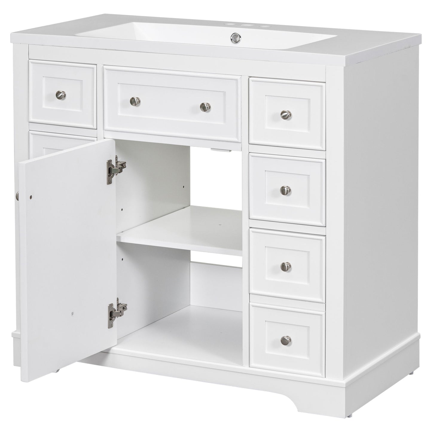 Modern Bathroom Vanity With Sink Combo, 6 Drawers And 1 Cabinet