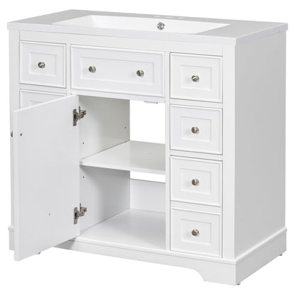 Modern Bathroom Vanity With Sink Combo, 6 Drawers And 1 Cabinet