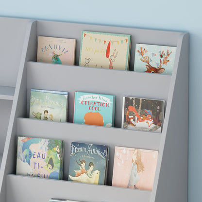 Bookshelf And Toy Storage Organizer, 4 Tier Bookcase With Display Stand For Playroom
