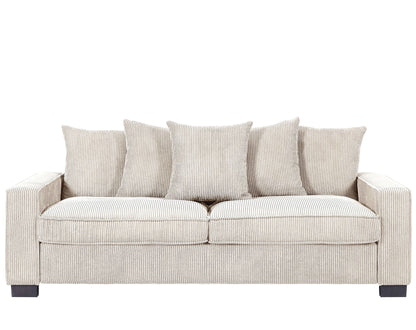 Luxe Sofa With 5 Matching Toss Pillows, Sleek Design, Spacious And Comfortable 3 Seater Couch