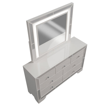 1 Piece Dresser With Diamond-Shaped Knob Handles, Bedroom Furniture - Cream