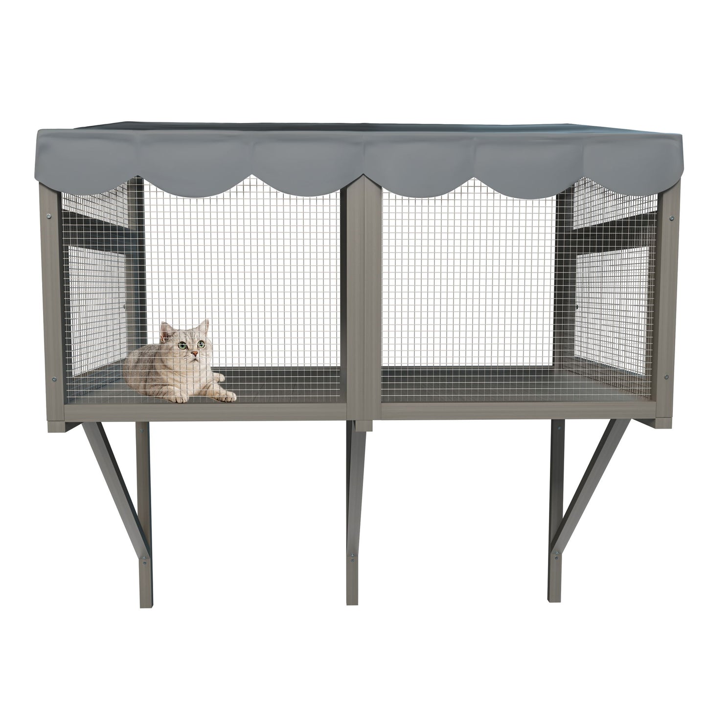 Window Perch Catio For Indoor Cats, Expandable Enclosure With Secure Frame And Waterproof Roof, Suitable For Multiple Kittens - Gray