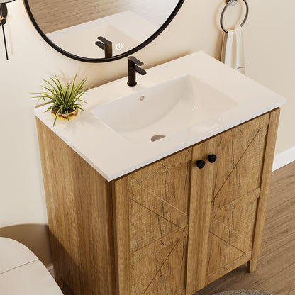Folding Floor Cabinet With Ceramic Sink, Space Saving