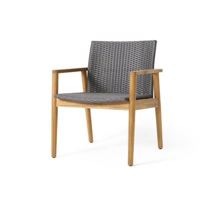 Tranquilize - Outdoor Wooden Club Chair With Woven Wicker Seat And Back (Set of 2) - Light Brown
