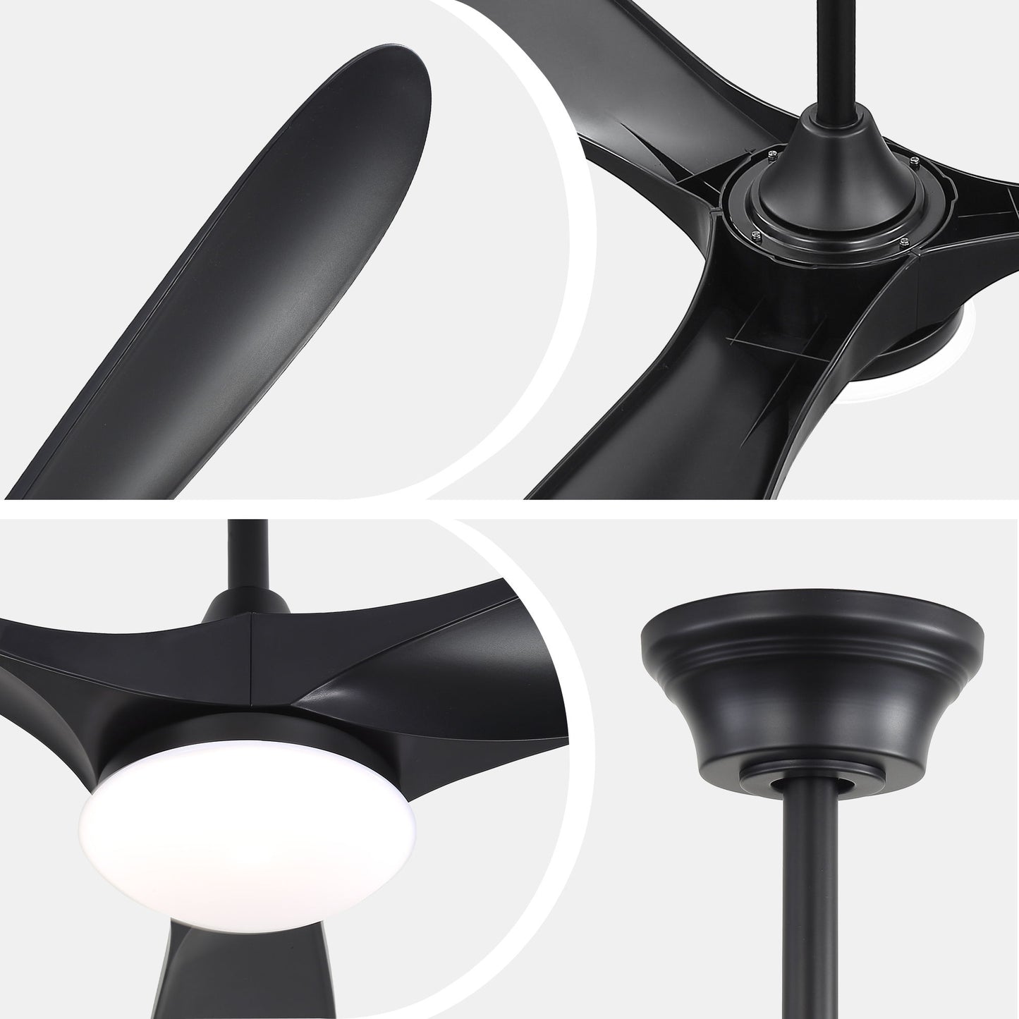 Smart Ceiling Fan With Lights, 3 Blades, Reversible Quiet DC Motor For Indoor