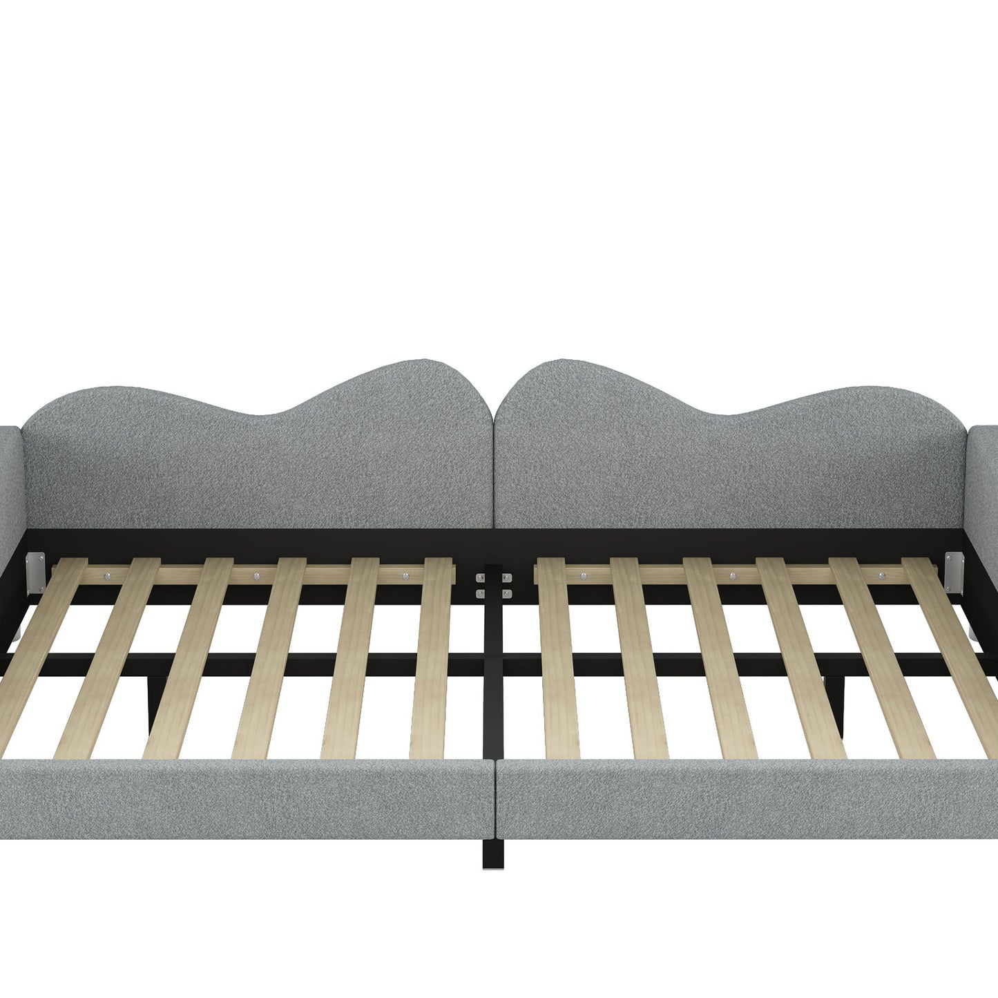 Upholstered Daybed, Sherpa Fabric Sofabed With Cloud-Shaped Backrest