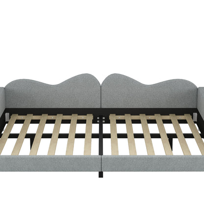 Upholstered Daybed, Sherpa Fabric Sofabed With Cloud-Shaped Backrest