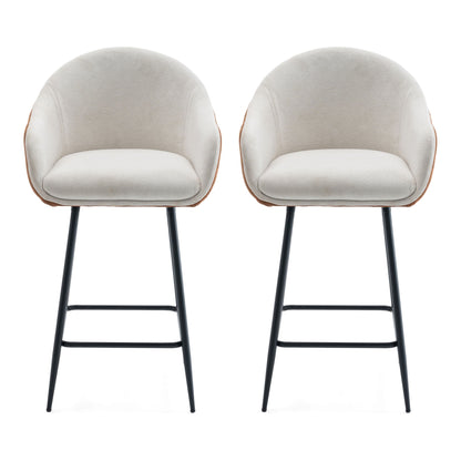 Modern Style Counter Height Bar Stools, With Comfortable Upholstery, Durable Metal Legs Ensure Stability - Brown