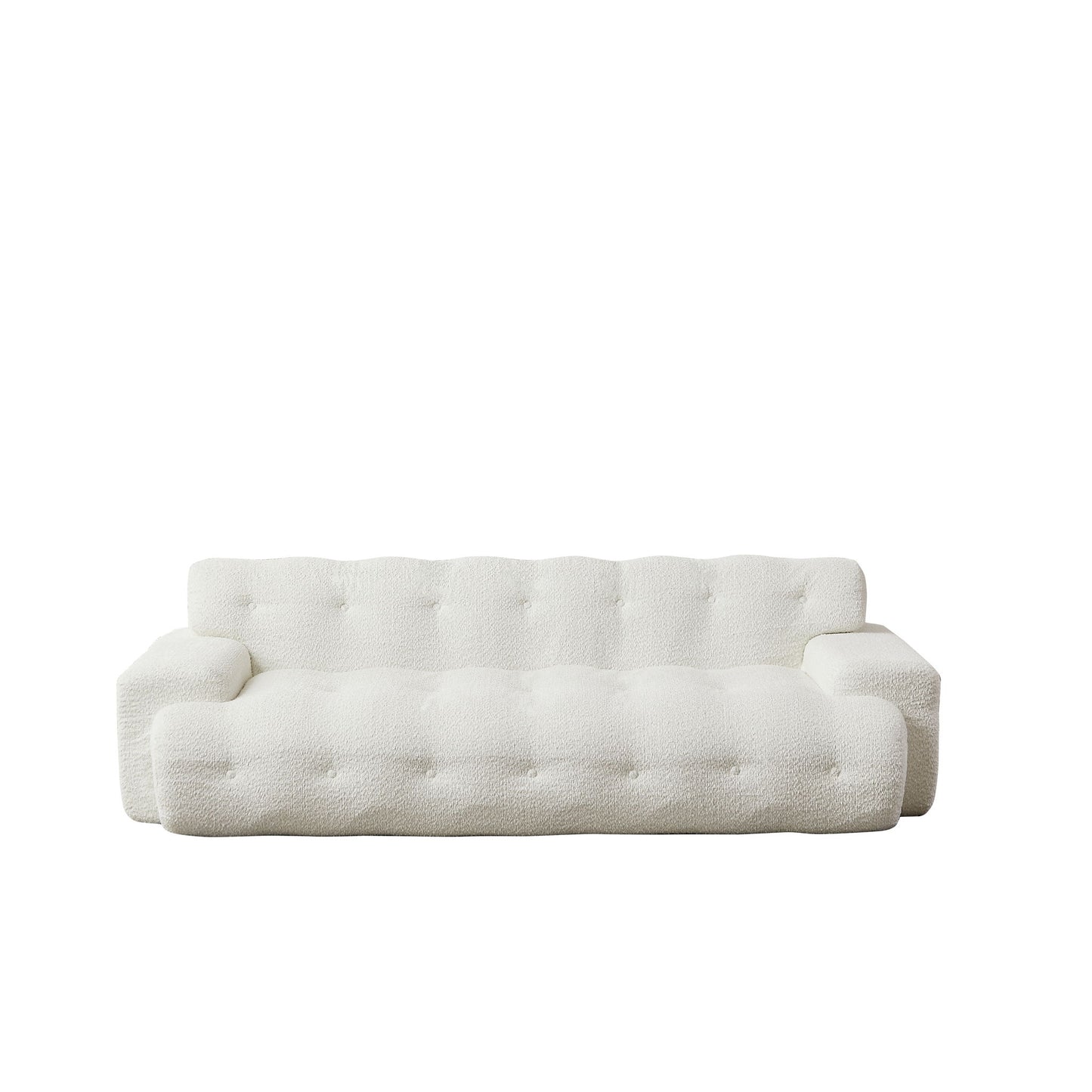 Cloud Series Minimalist Button Tufted Square Arm 3 Seater Sofa
