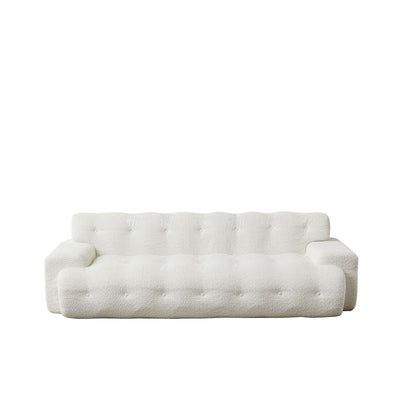 Cloud Series Minimalist Button Tufted Square Arm 3 Seater Sofa