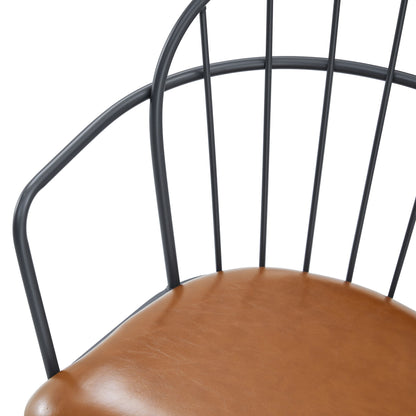 Industrial Inspired Upholstered Dining Chair Set With Metal Legs (Set of 2) - Brown