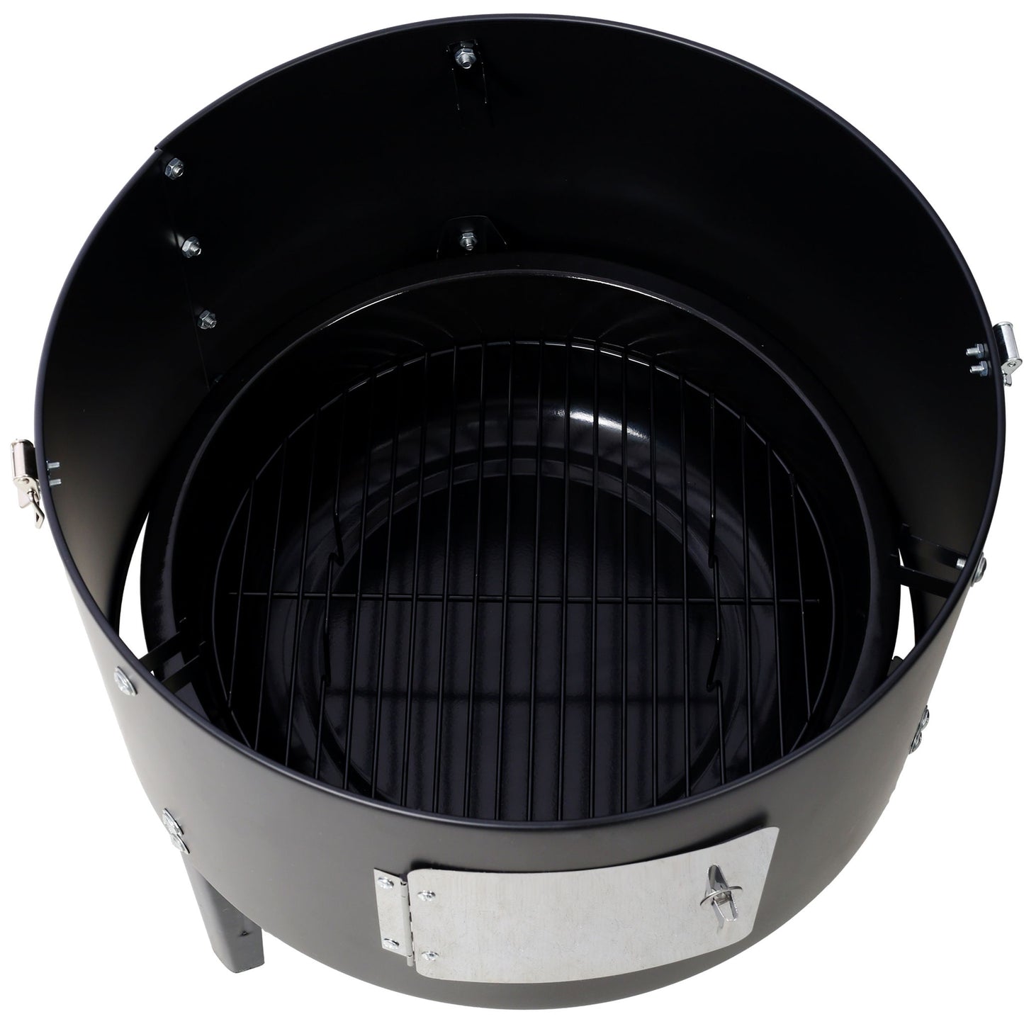 Heavy Duty Round Bbq Grill 17" Steel Charcoal Smoker For Outdoor Cooking - Black