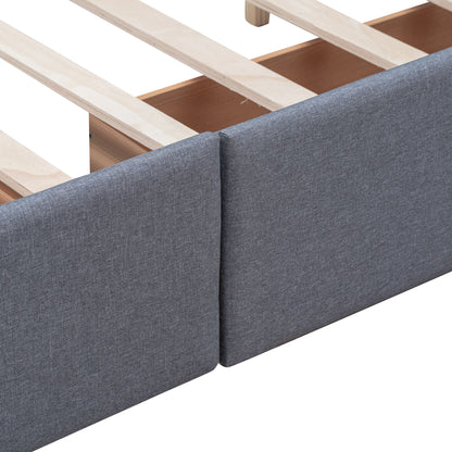 Upholstered Platform Bed With Classic Headboard And Drawers, No Box Spring Needed