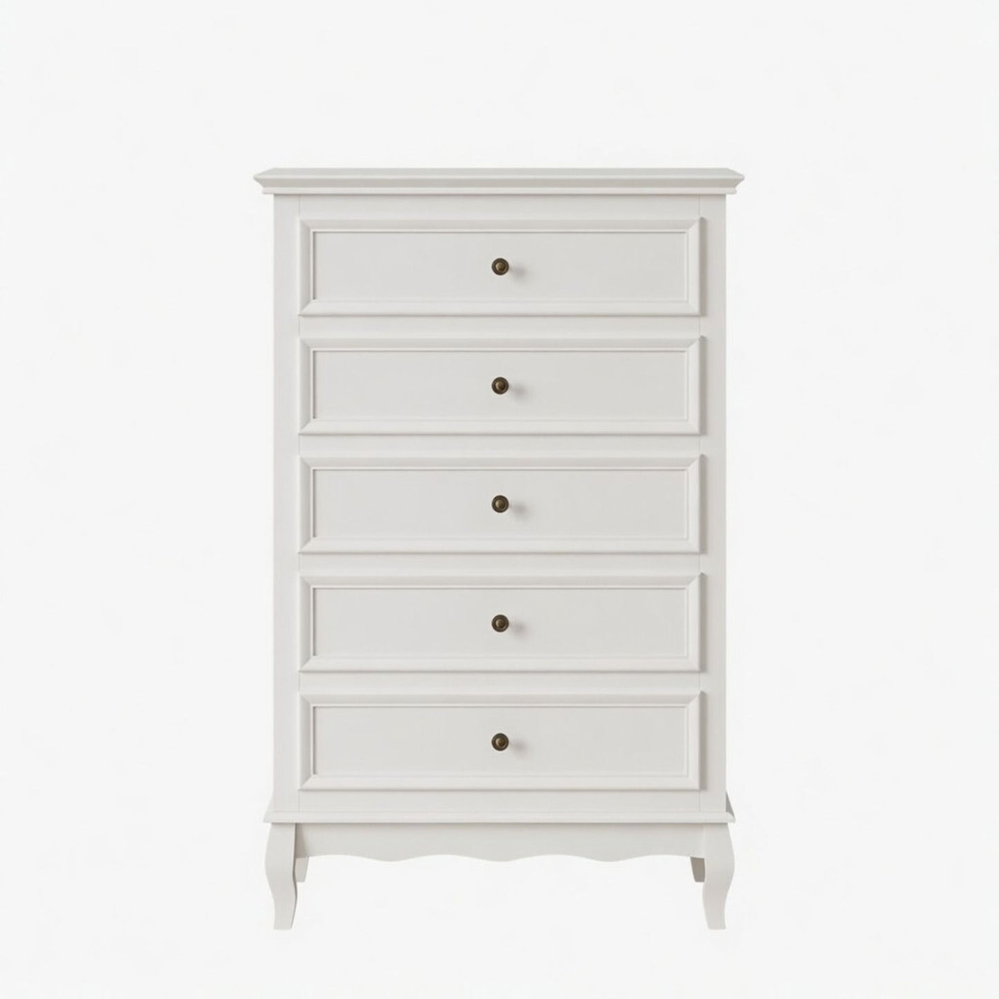 5 Drawer Tall Wide Chest Of Drawers - White