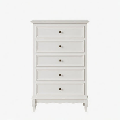 5 Drawer Tall Wide Chest Of Drawers - White