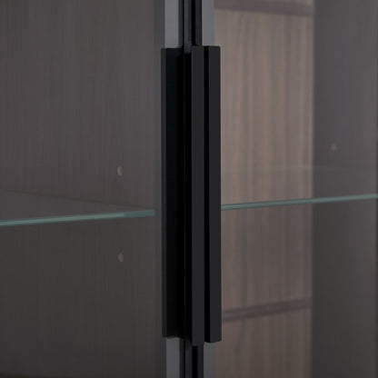 Modern Minimalist Style LED Curio Cabinet With Tempered Glass Door, Metal Legs