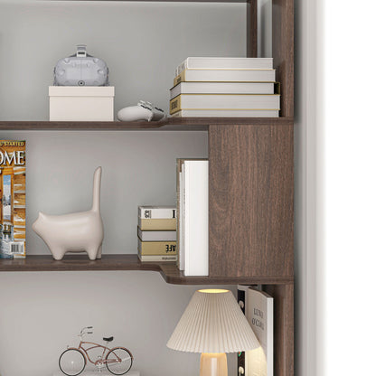 Freestanding Corner Bookshelf For Living Room - Dark Brown
