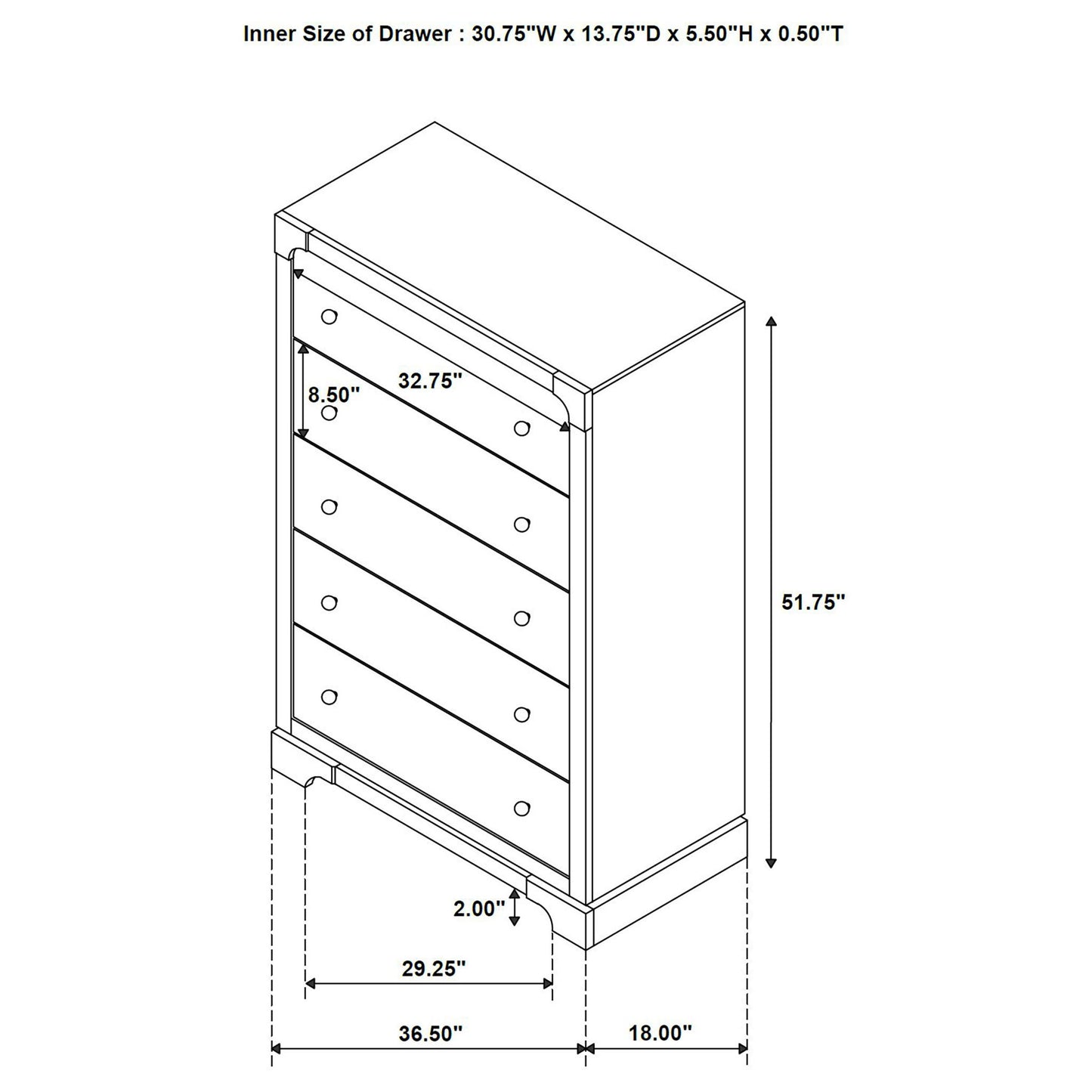 Harbington - 5 Drawer Chest - Chocolate