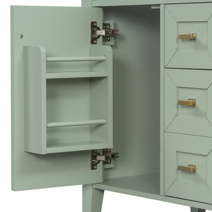 Bathroom Vanity With Sink, 3 Drawers & Cabinet With 2 Tier Door Storage Rack, Soft Close Doors & Drawers
