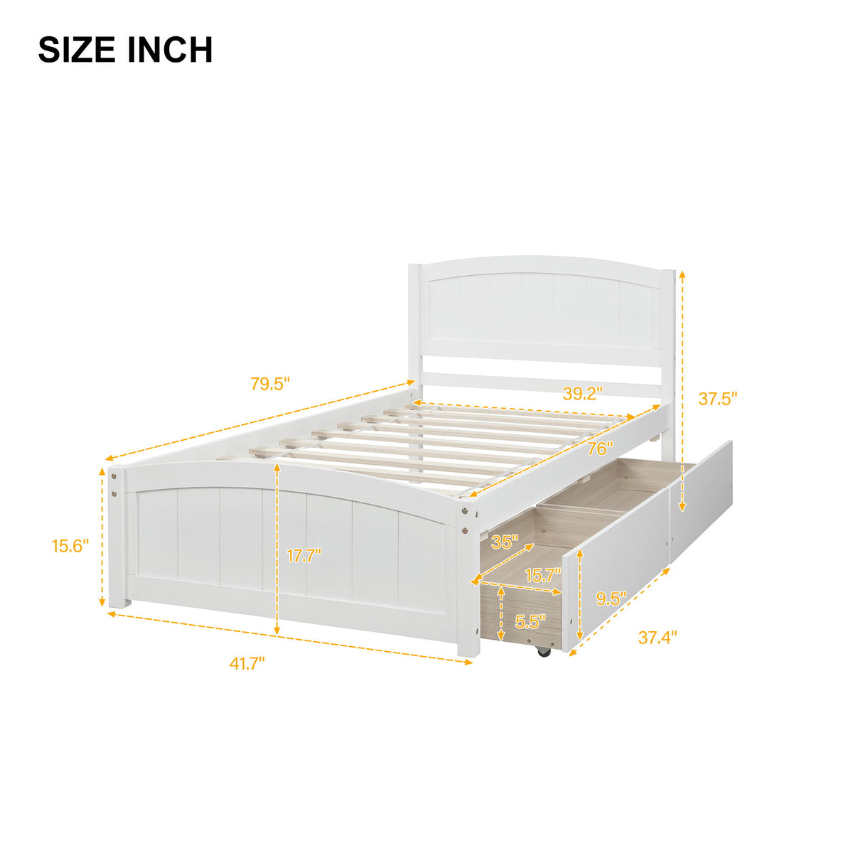Platform Bed & Headboard, Footboard And Wood Slat Support