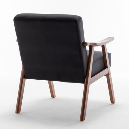 Mid Century Modern Accent Chair With Solid Wood Frame And Extra Thick Backrest
