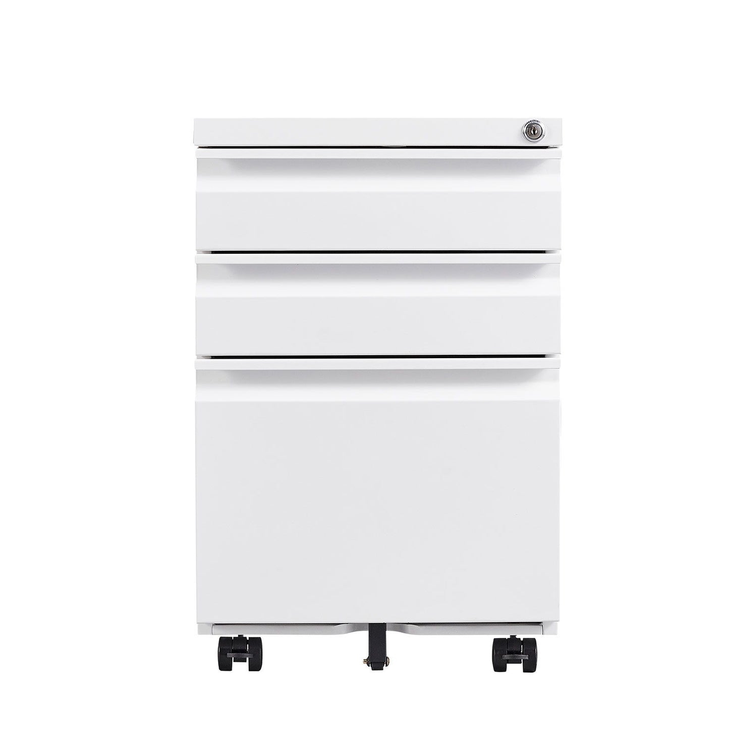 Contemporary 3 Drawer Mobile Filing Cabinet With Lock, Metal Office Storage For Legal / Letter Size