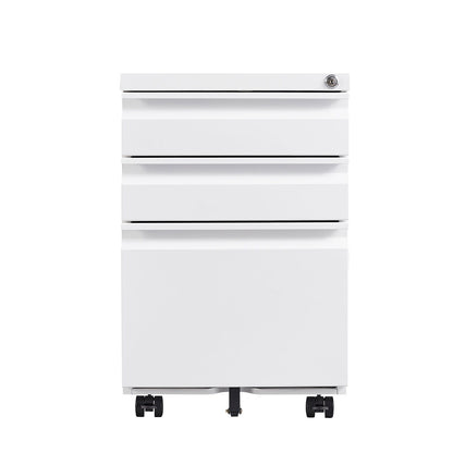 Contemporary 3 Drawer Mobile Filing Cabinet With Lock, Metal Office Storage For Legal / Letter Size