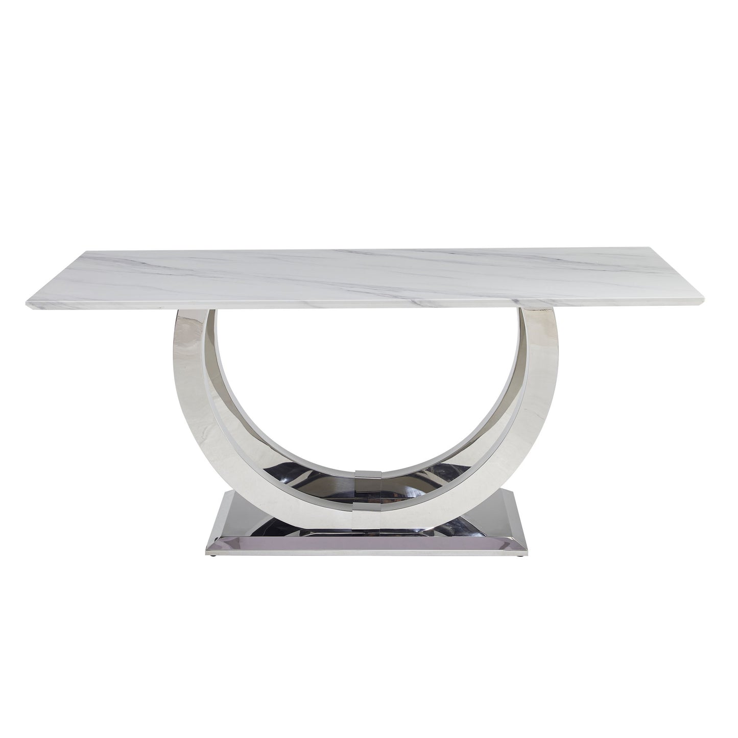 Rectangular Dining Table - Silver / White