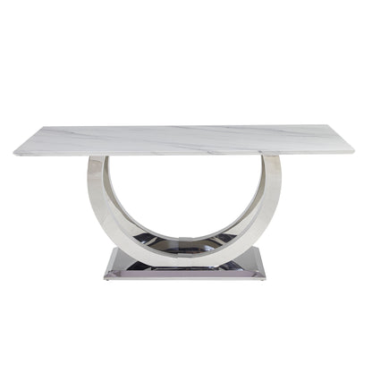 Rectangular Dining Table - Silver / White