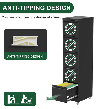 Drawer Metal Locking Vertical File Cabinet With Wheels Heavy Duty Lockable Storage