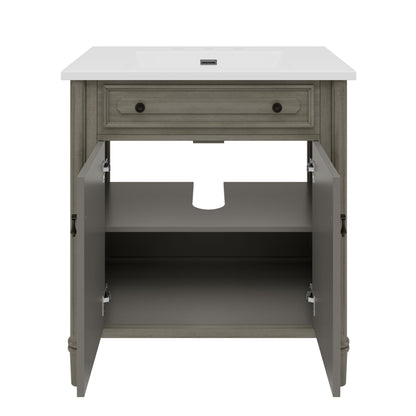 Vintage Bathroom Vanity With Sink, Rustic Cabinet With Soft Close Doors