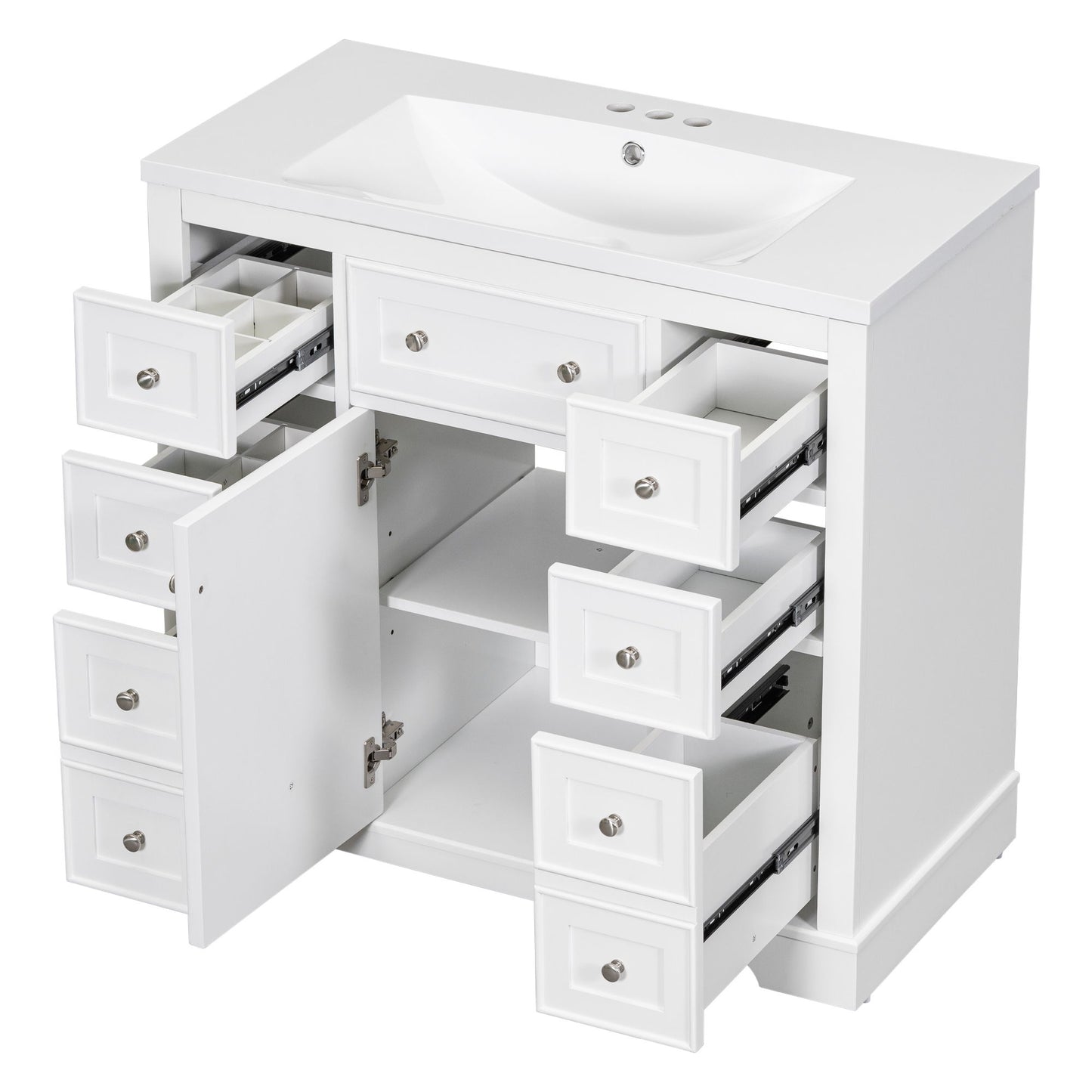 Modern Bathroom Vanity With Sink Combo, 6 Drawers And 1 Cabinet