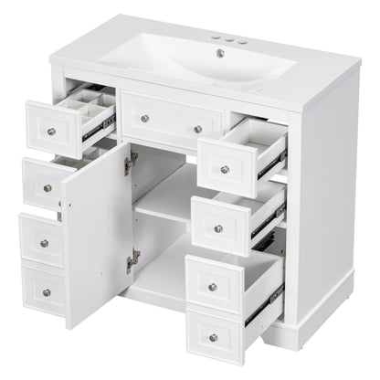 Modern Bathroom Vanity With Sink Combo, 6 Drawers And 1 Cabinet