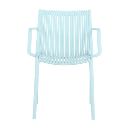 4 Modern Stackable Armchair Matched With Long Table