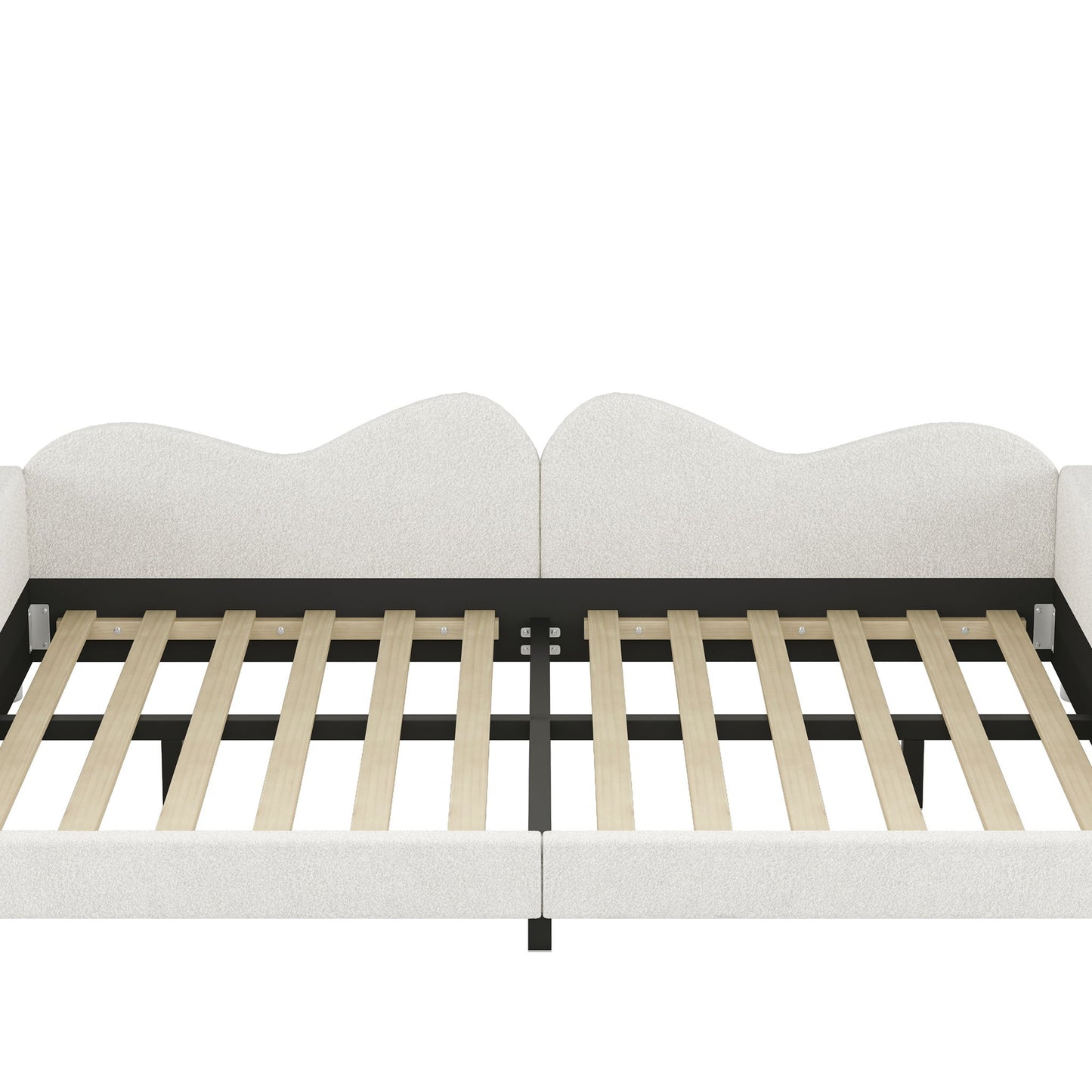 Upholstered Daybed, Sherpa Fabric Sofabed With Cloud-Shaped Backrest