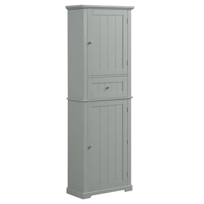 Tall Freestanding Bathroom Storage Cabinet With Drawer And Adjustable Shelf