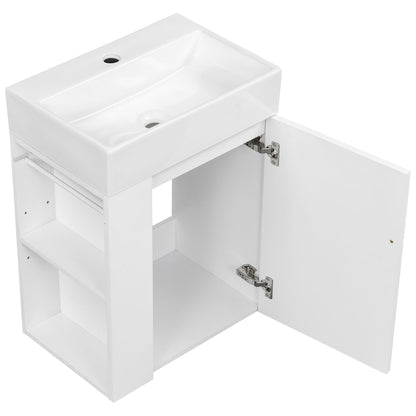 Modern Bathroom Vanity With Sink, Diamond Pattern Doors