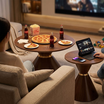 2 Piece Round Coffee Table Set For Living Room