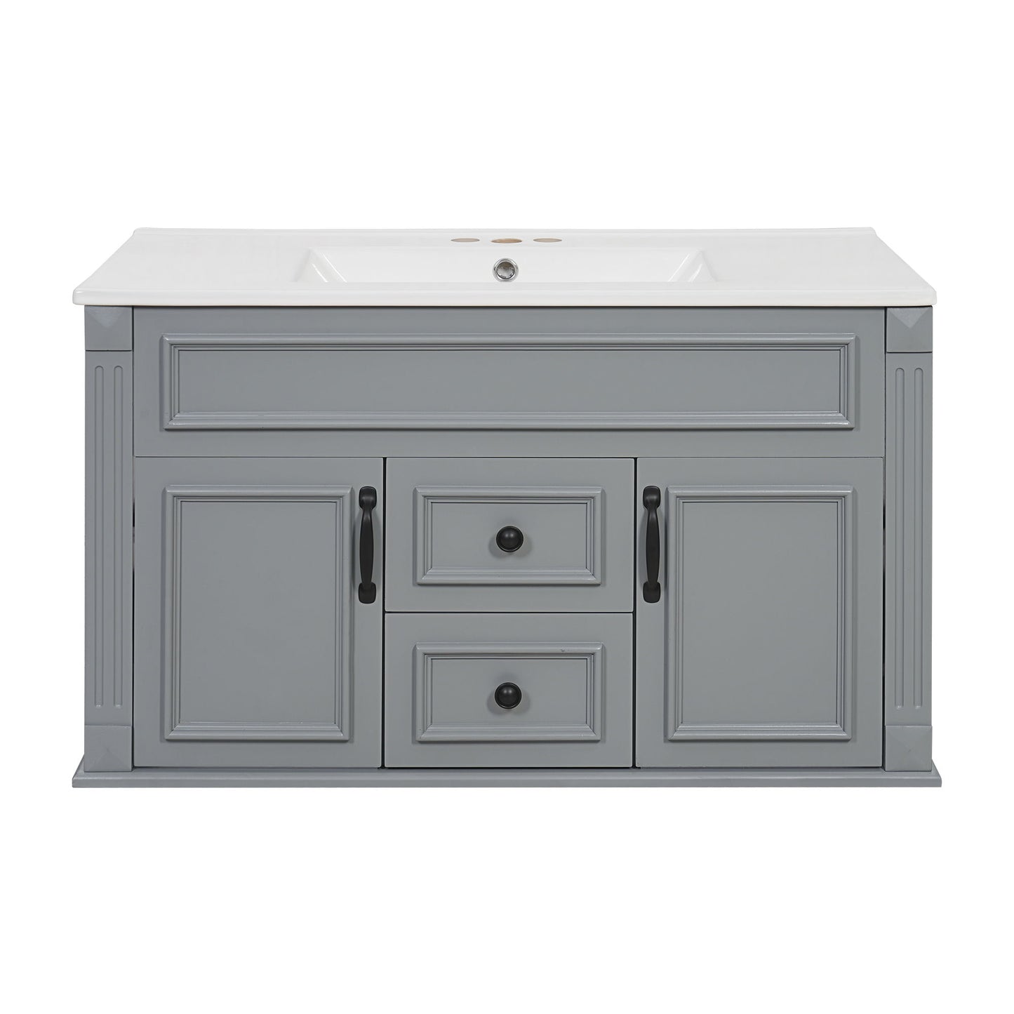 French Simple Style Wall Mounted Bathroom Cabinet With Sink
