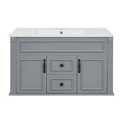 French Simple Style Wall Mounted Bathroom Cabinet With Sink
