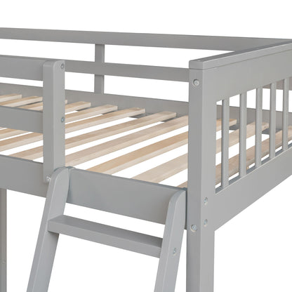 Solid L Shaped Bunk Bed With 3 Drawers, Ladder And Staircase