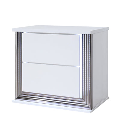 Moon - Smooth Nightstand With LED - White